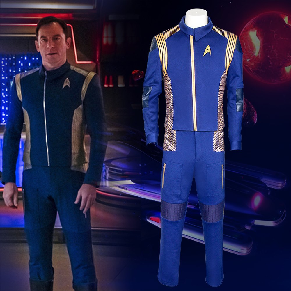 Star Trek Discovery capitaine Lorca Uniforme Cosplay Costume Bleu Homme commande Costume