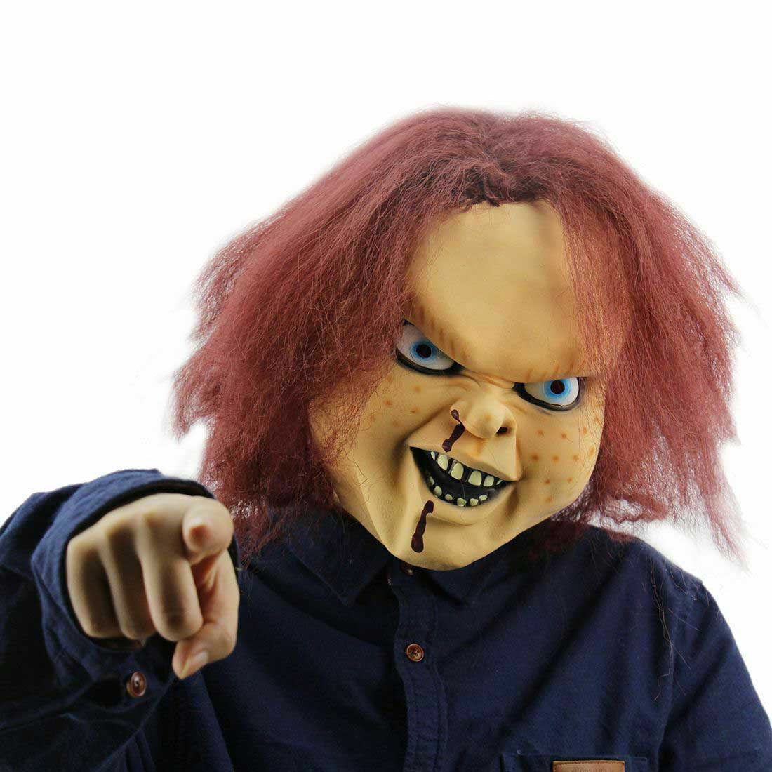 Adult Child's Play 2 Evil Chucky Latex Costume Full Mask Horror Scary Halloween 