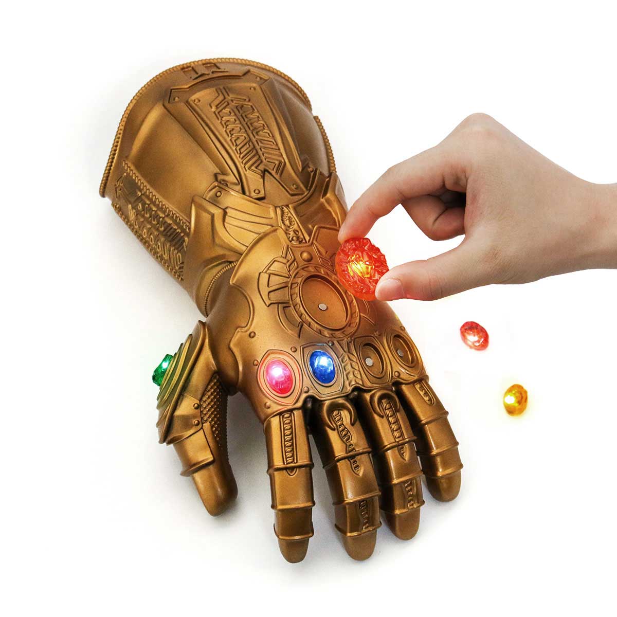 Adult Child Cosplay The Avengers Thanos Infinity Gauntlet LED Light Gloves Props 