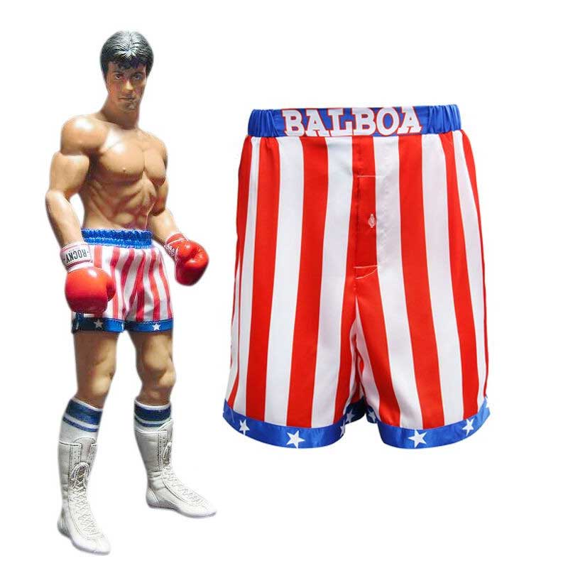 Rocky Balboa Mens Apollo Movie Boxing American Flag Shorts Trunks boxers
