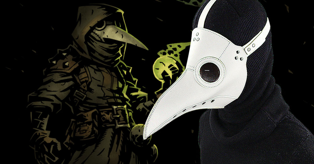 Deluxe Black Death Plague Doctor Birds Long Nose snak Faux Leather Mask