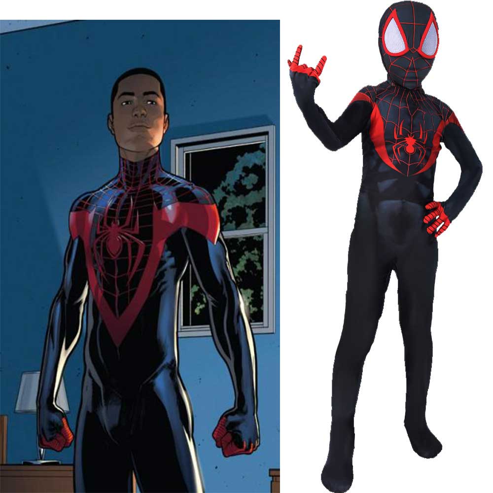 Spider-Man Into the Spider-Verse Miles Morales Kids Cosplay Costume Jumpsuit