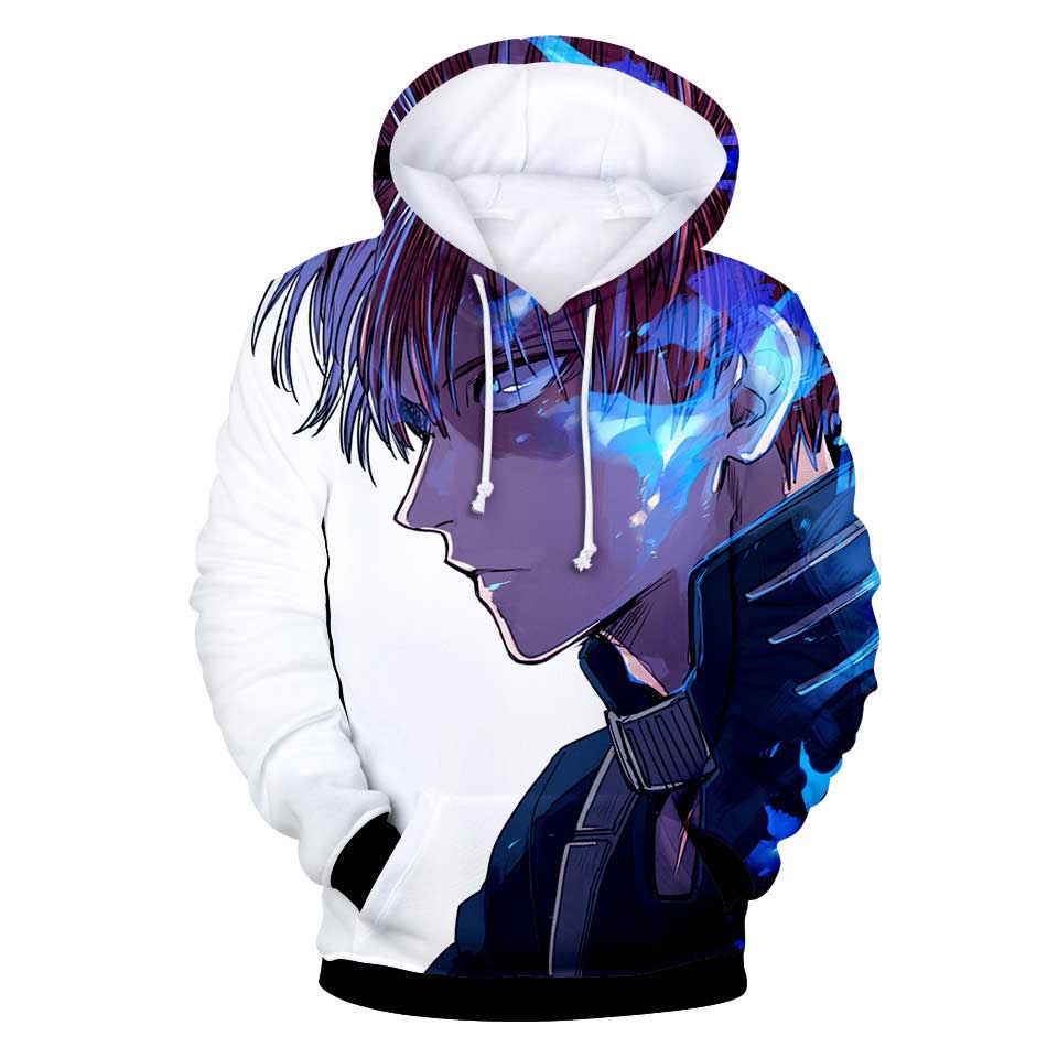NoryNick My Hero Academia Hoodie 3D Printed Anime Sweatshirt Pullover Jacket Todoroki Shoto Cosplay Costume