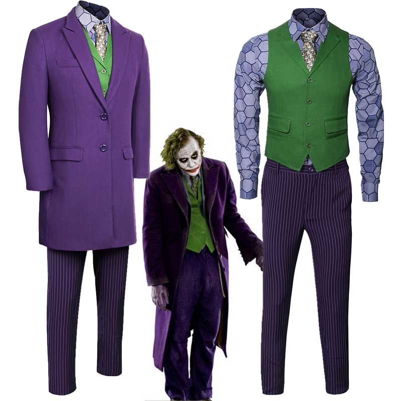 Batman The Dark Knight The Joker Suit Full Set Cosplay Costume Halloween 