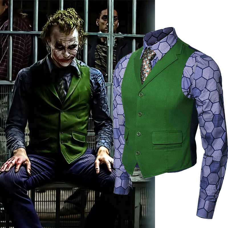 Batman The Dark Knight Heath Ledger Joker Cosplay Costume Props Full Set