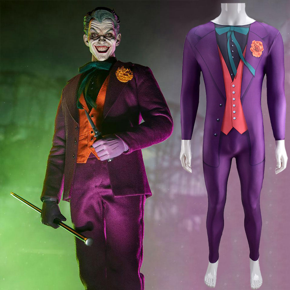 DC Comics The Joker Body Suit Cosplay Costume Adult Kids-Takerlama