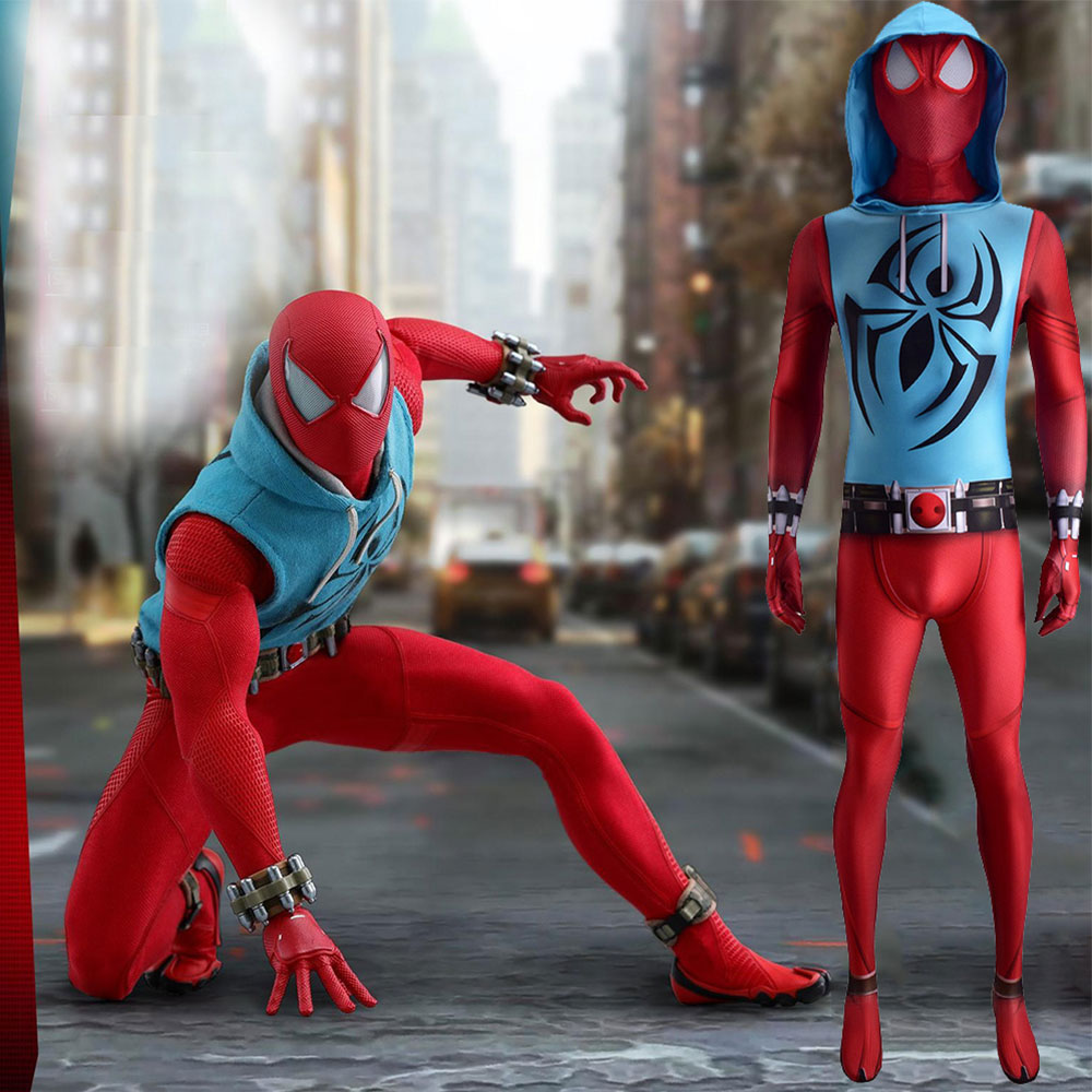 Scarlet Spider Ben Reilly Cosplay Costume Adult Kids Spiderman-Takerlama