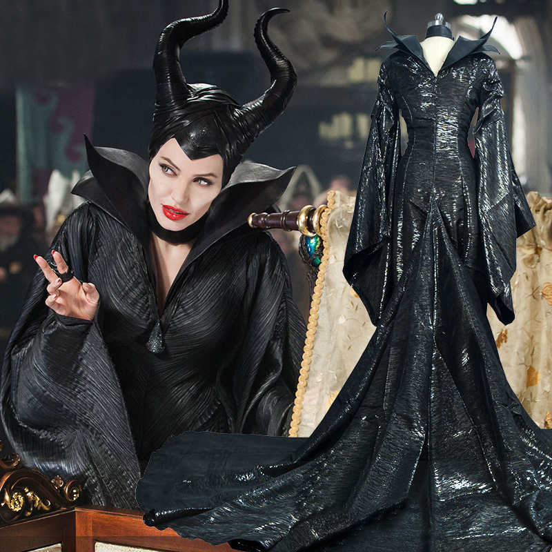 Disney Maleficent 2 Mistress of Evil Black Witch Angelina Jolie Cosplay Costume Neckband Hat