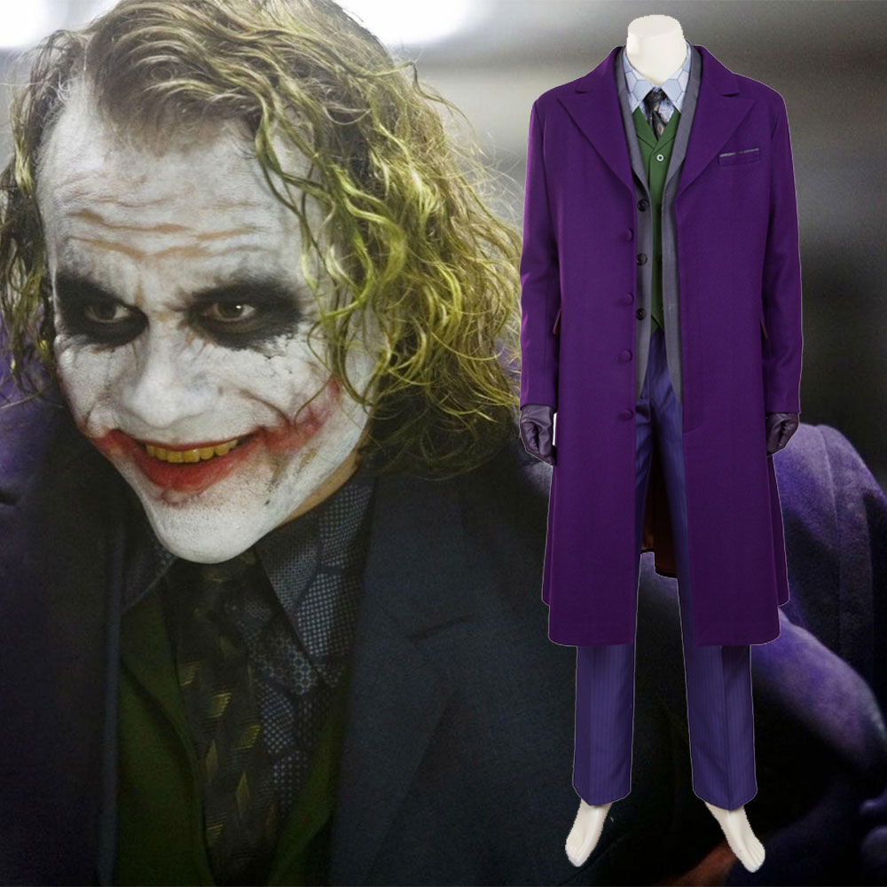 Newest Mens Cosplay Knight Joker Outfits Movie Costume Halloween Outfit Full Set
