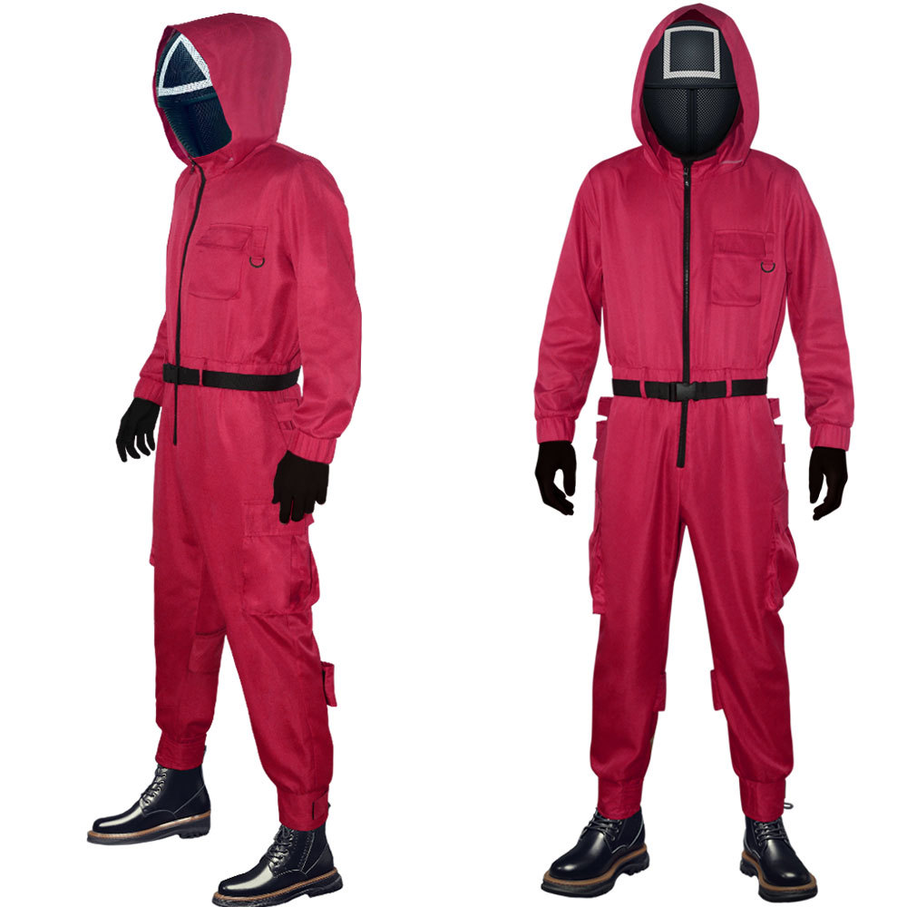 Squid Game Soldier Red Jumpsuit Cosplay Costume-Takerlama