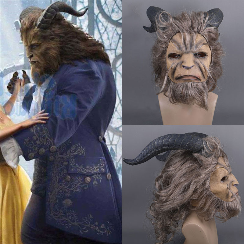 Movie Beauty And The Beast Mask Cosplay Prince Mask Horror Beast Mask Long Wig 